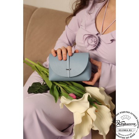  Женская кожаная сумка "Милла макси" (голубая) 